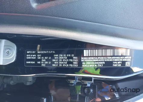 2017 Maserati Levante from USA, damaged, VIN ZN661XUL5HX250078